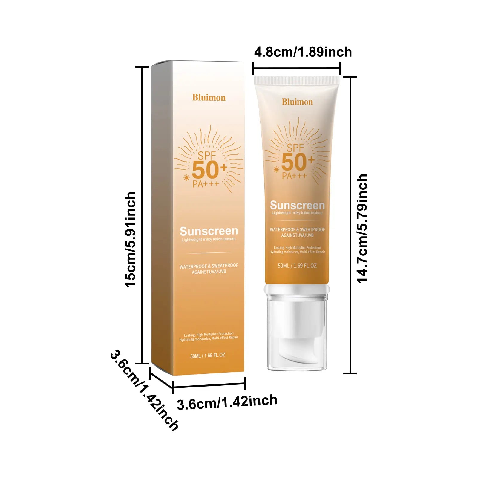 Daily Illuminating Tinted Fluid Liquid SPF 50 Facial Sunscreen - Broad Spectrum, Moisturizing, Hydrating Sun Care, Lightweight, No White Cast, Even Skin Tone, Natural Look, Youth-Enhancing for Radiant Skin, Ideal for Daily Facial Routine, Facial Sunscreen